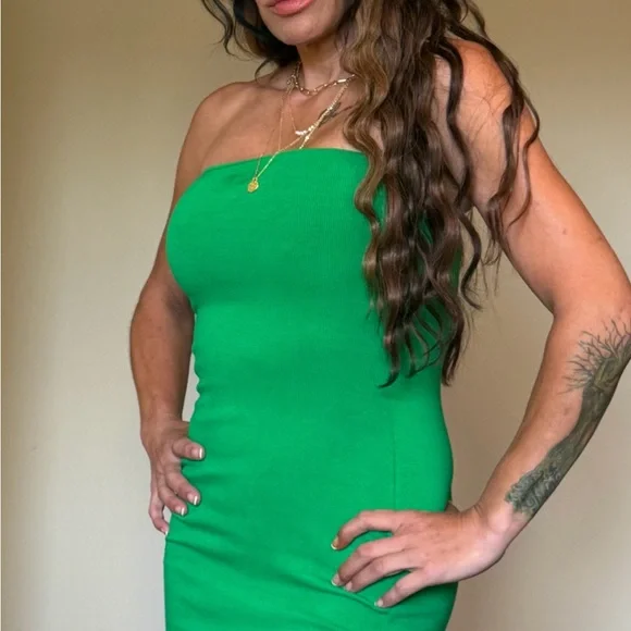 Strapless Green Zara Dress - Picture 1 of 2